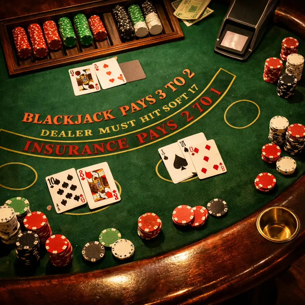 Table de blackjack dans le casino physique de l'Escale des Saveurs