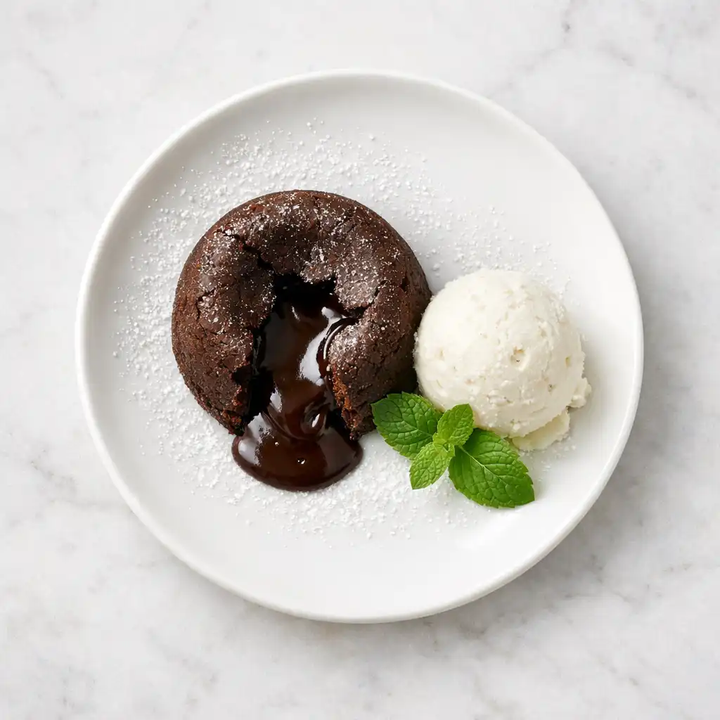 Fondant au chocolat cœur coulant et glace vanille
