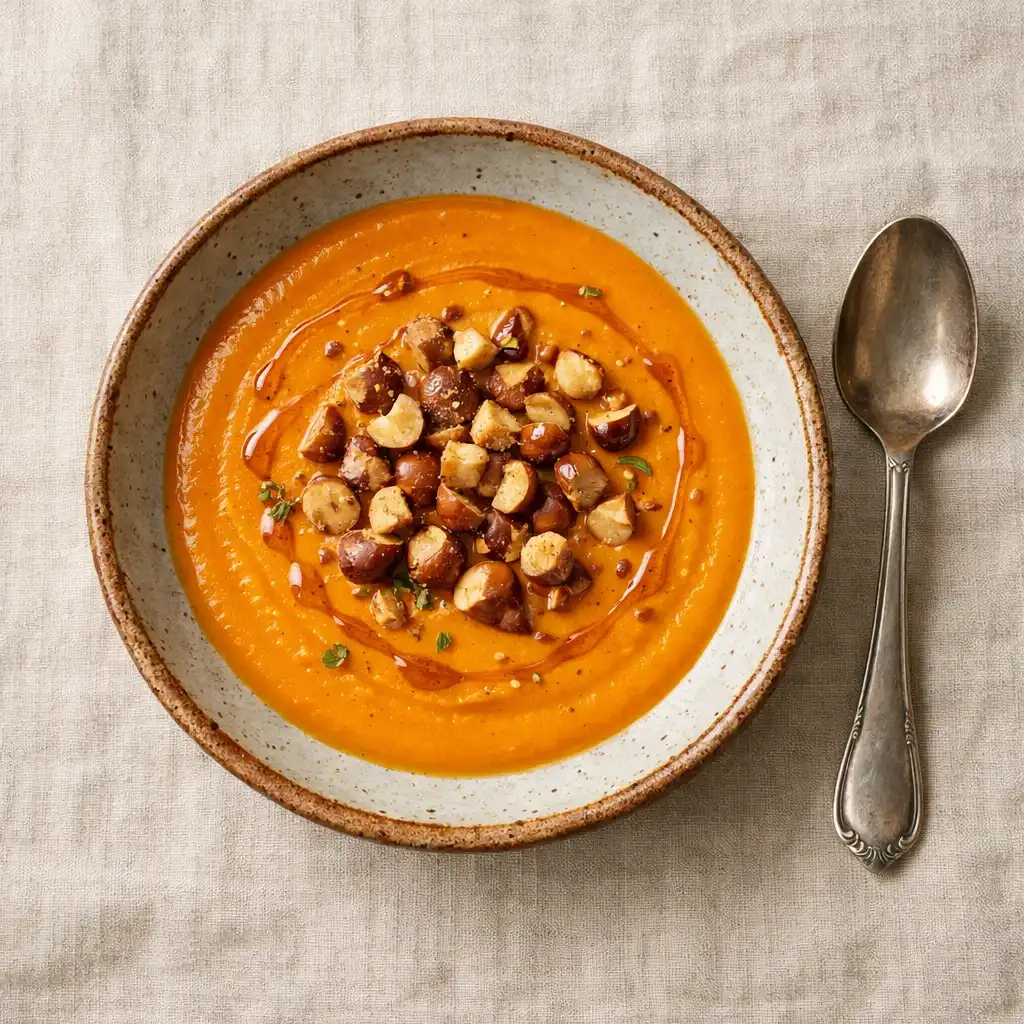 Velouté de potimarron aux éclats de châtaigne